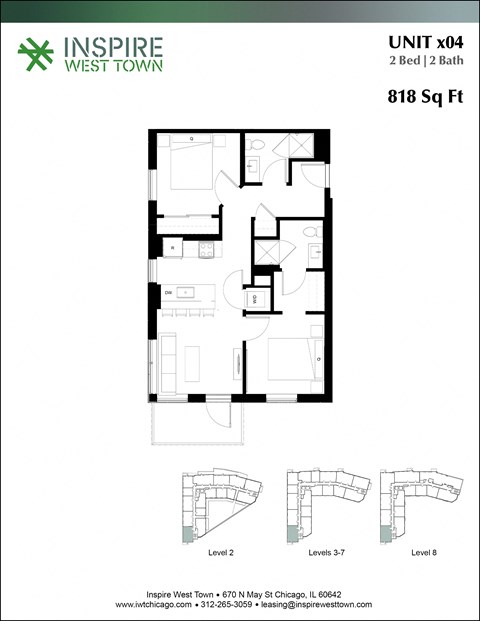 the unit 404 west 2nd floor floor plan at Inspire West Town, CHICAGO